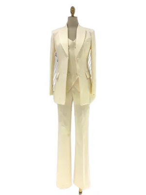 Beige Formal Three-Piece Suit Set