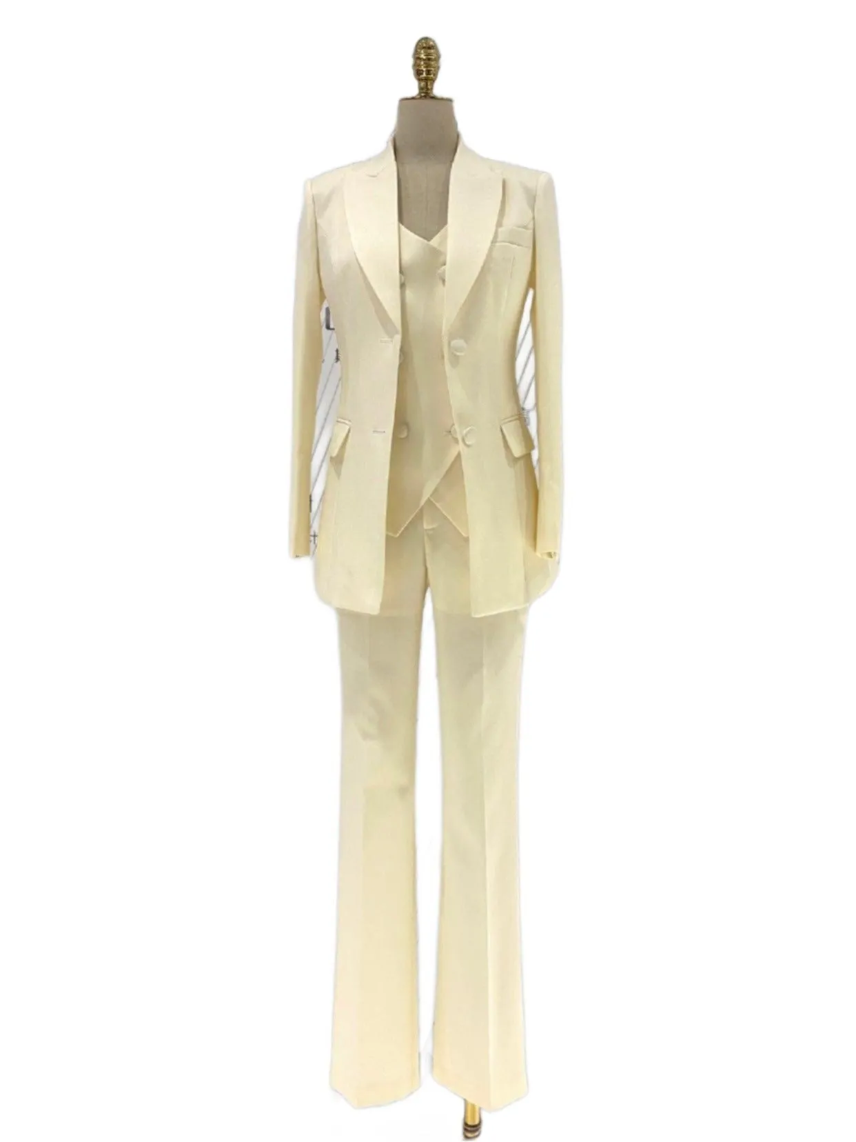 Beige Formal Three-Piece Suit Set