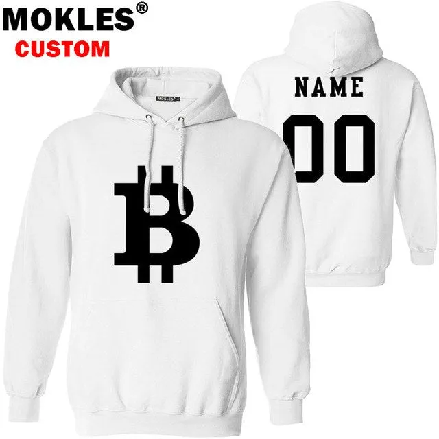 BITCOIN pullover logo custom name number autumn winter virtual currency jersey warm hat flag BTC pure black XBT Blue red clothes