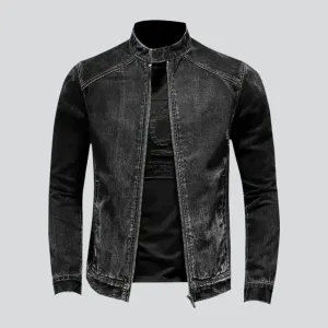 Black biker men's jean jacket