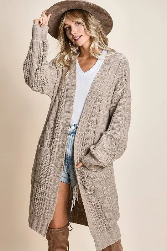 Braided Open Front Cardigan