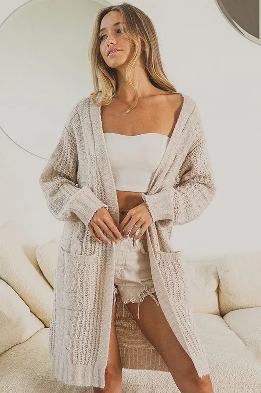 Braided Open Front Cardigan