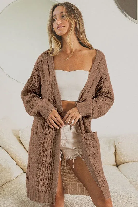 Braided Open Front Cardigan