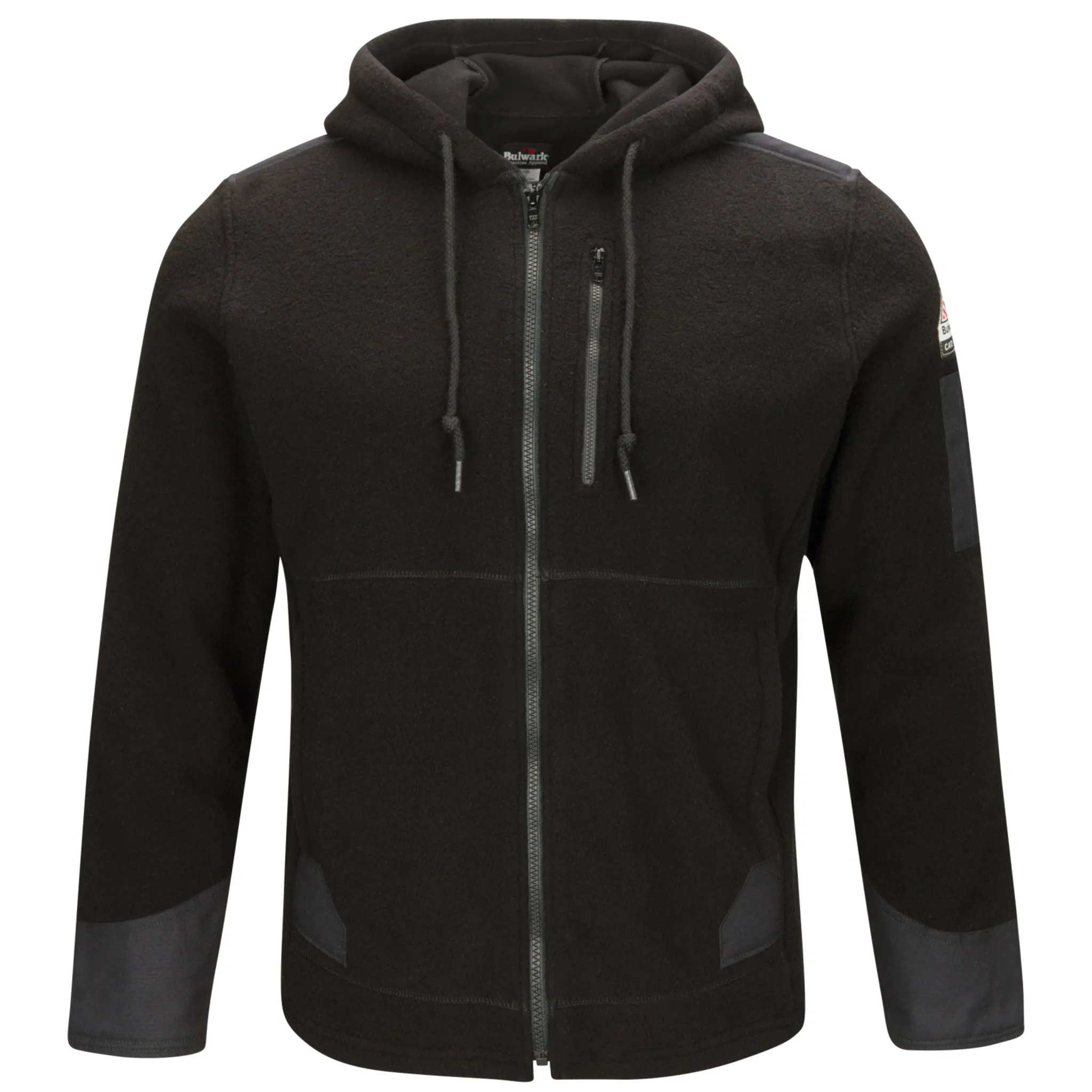 Bulwark FR Men's SMH8 Front Zip Modacrylic Blend Fleece Hoodie - HRC/CAT 2, Brush Fleece, iQ Endurance Ripstop, Durable, Comfortable | Sizes: S-3XL