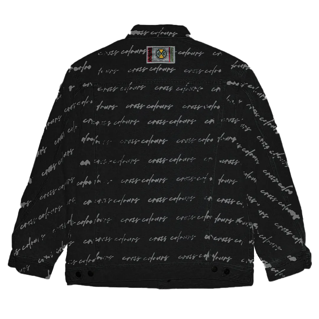 Cross Colours Signature Print Classic Jean Jacket - Overdyed Vintage Black