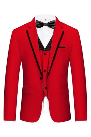 Gaie Stylish Red Notched Lapel Three-Piece Men's Prom Suit