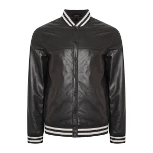 Genuine Leather varsity Bomber Jacket For Men