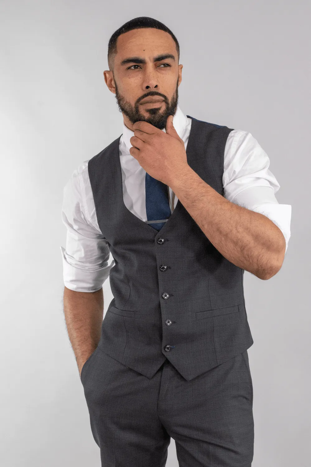 HOUSE OF CAVANI Seeba Slim Fit Waistcoat - Graphite Grey