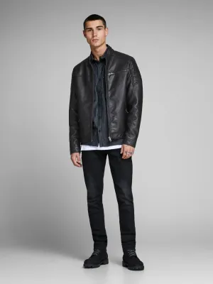 Impressive Shiny Black Shoulder Padding Jacket For Men