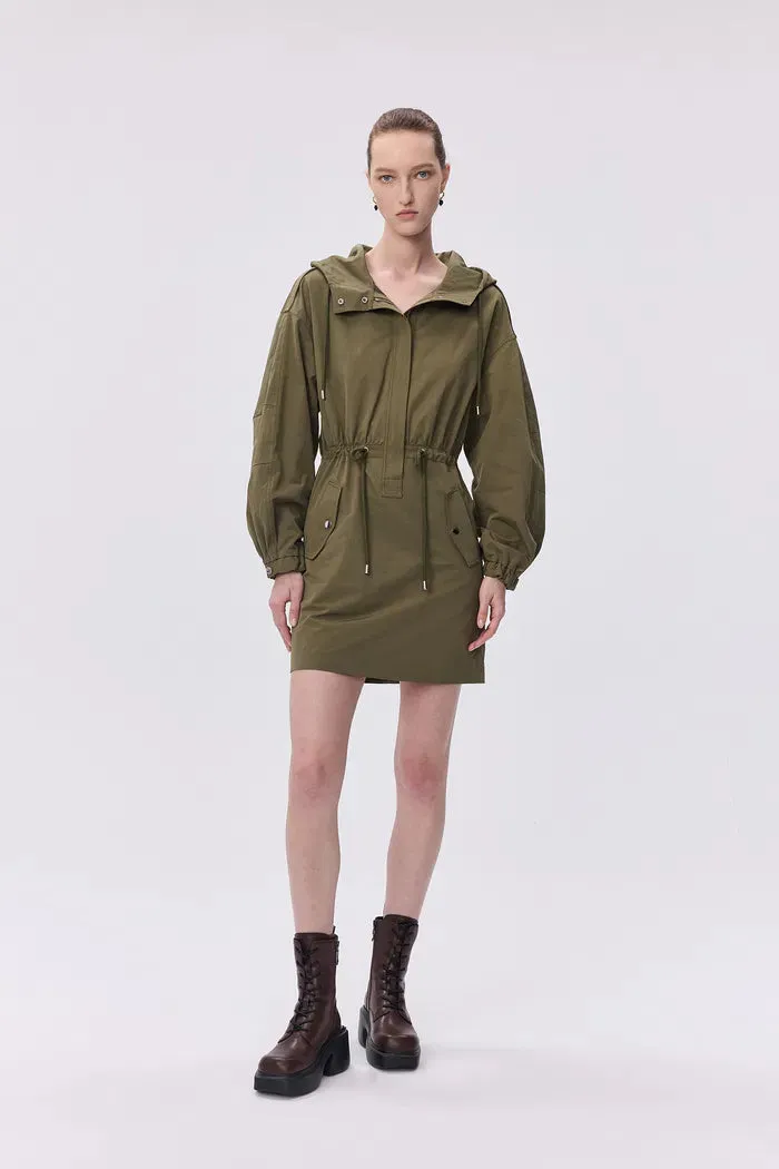 Julie Utility Windbreaker Dress in Cotton Twill