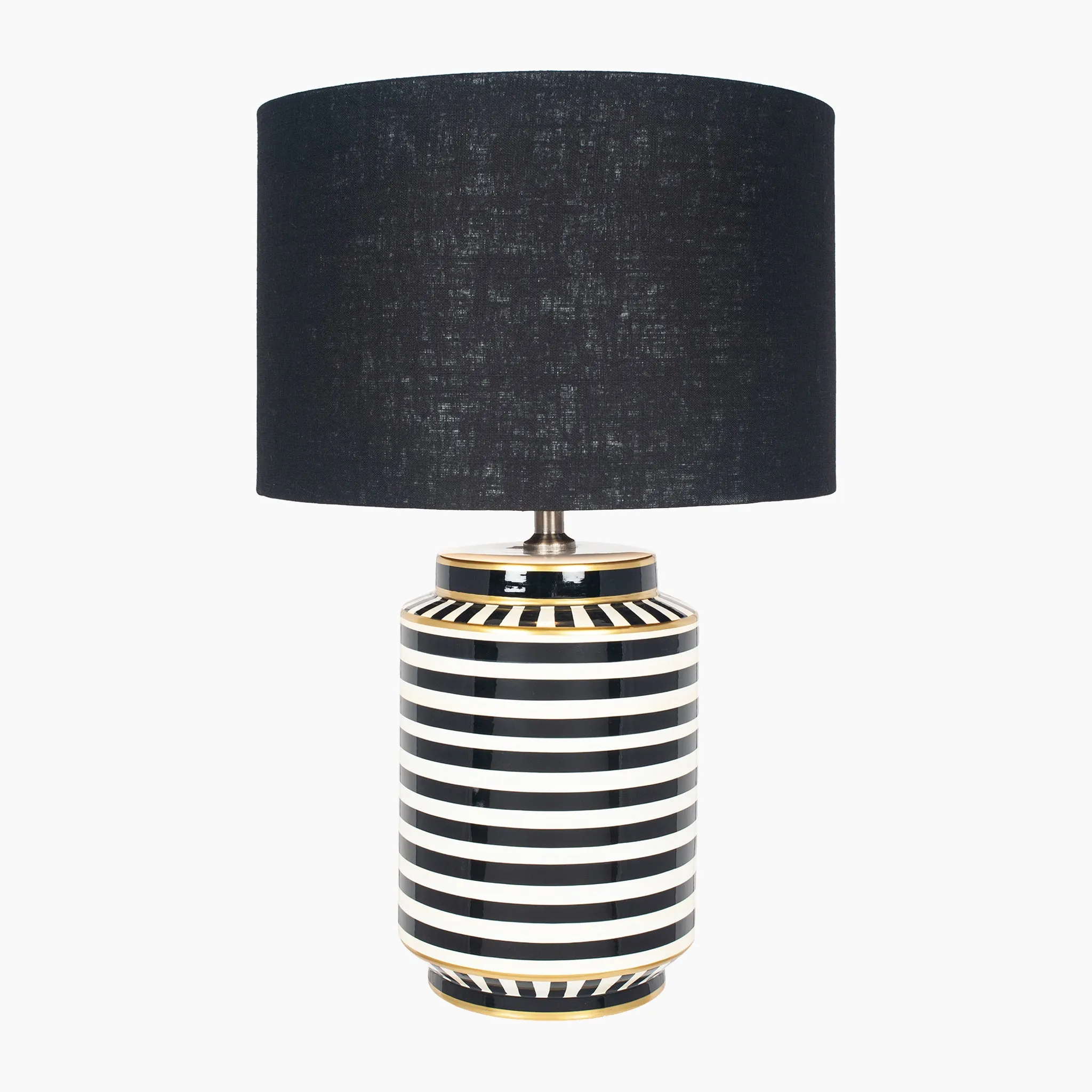 Lino 40cm Black Self Lined Linen Drum Shade