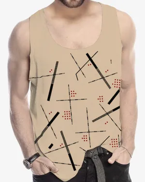 Men Beige Abstract Design Printed Vest