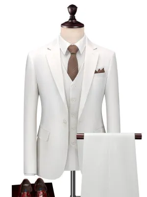 Men Suit - Marcus White Wedding 3-Piece Suit