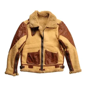 Men's B3 Retro Faux Shearling Casual Leather Bomber Jacket