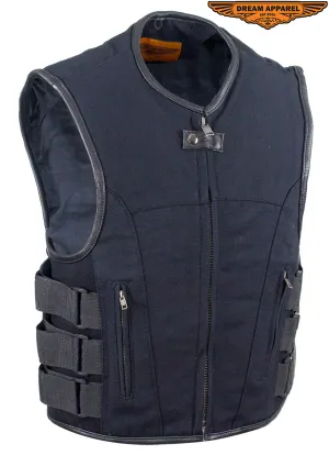 Mens Canvas Motorcycle Vest With Two Gun Pockets