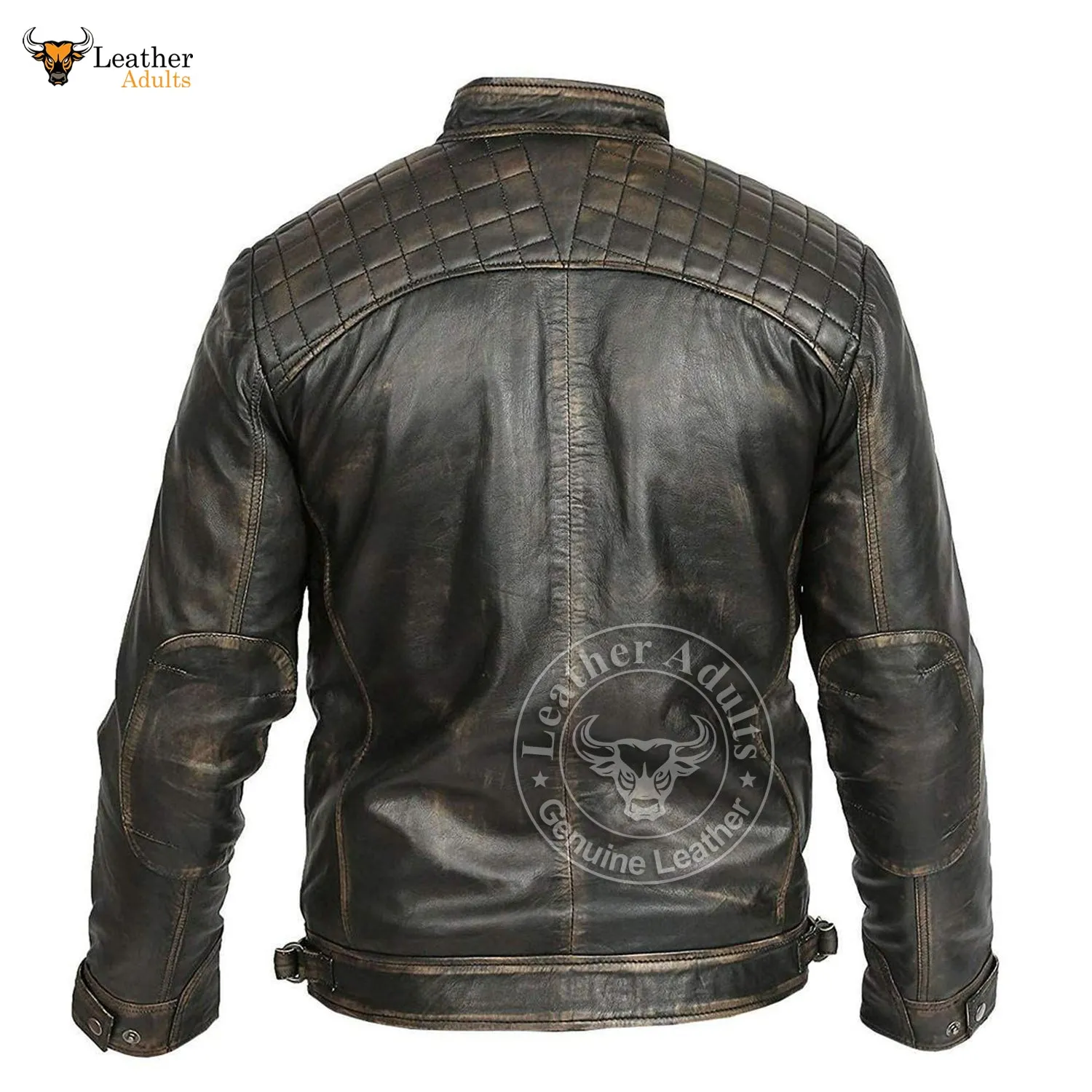 Mens Cowhide Black Leather Jacket Distressed Tanned Soft Bikers Jacket Most Sizes