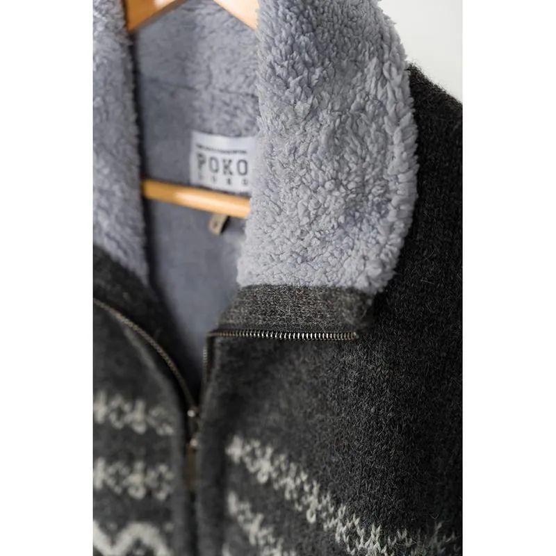 Men's Fleece Lined Alpaca Sweater - Charcoal