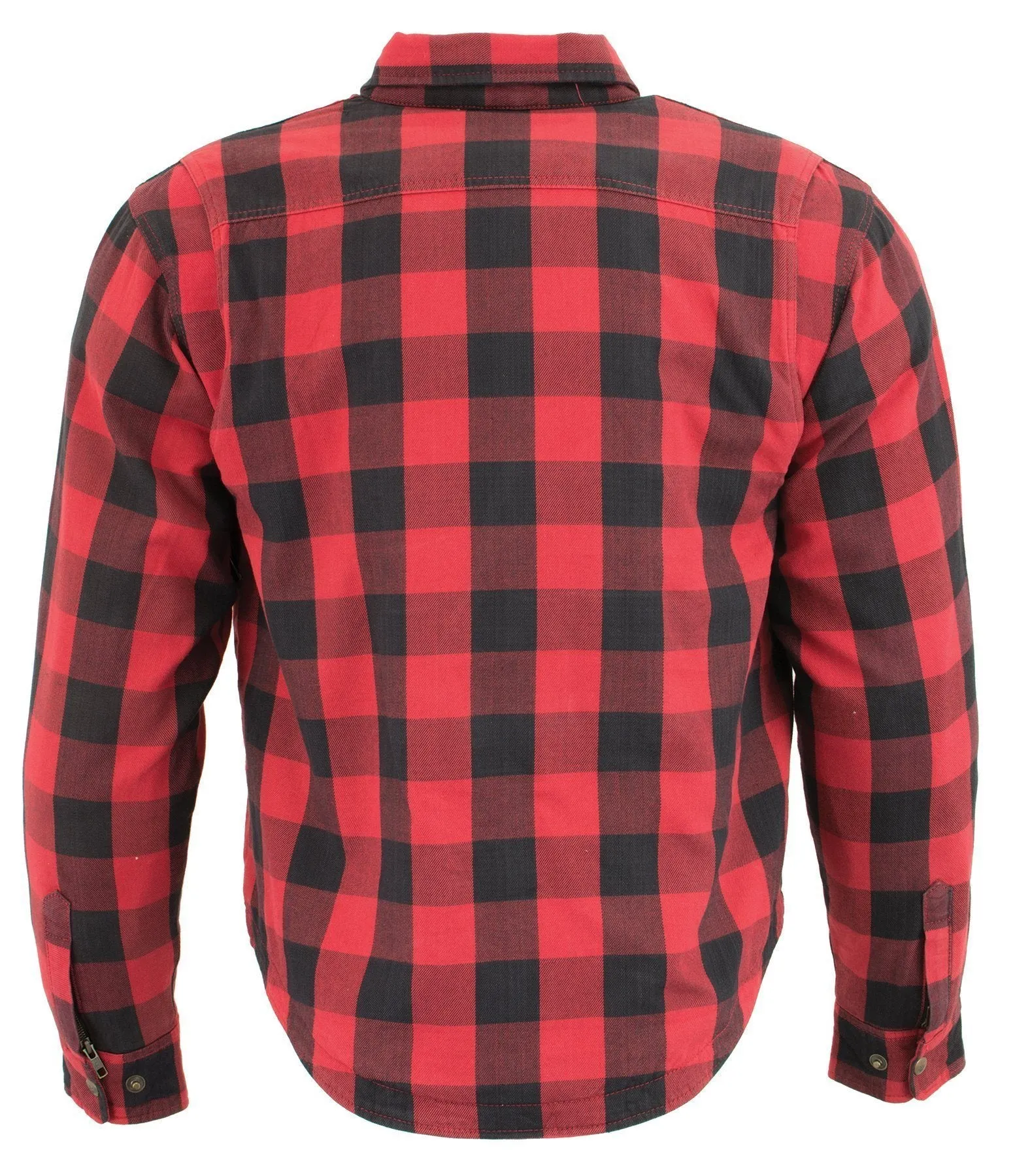 Milwaukee Performance-MPM1631-Men's Black and Red Armored Checkered Flannel Biker Shirt w/ Aramid® by DuPont™ Fibers