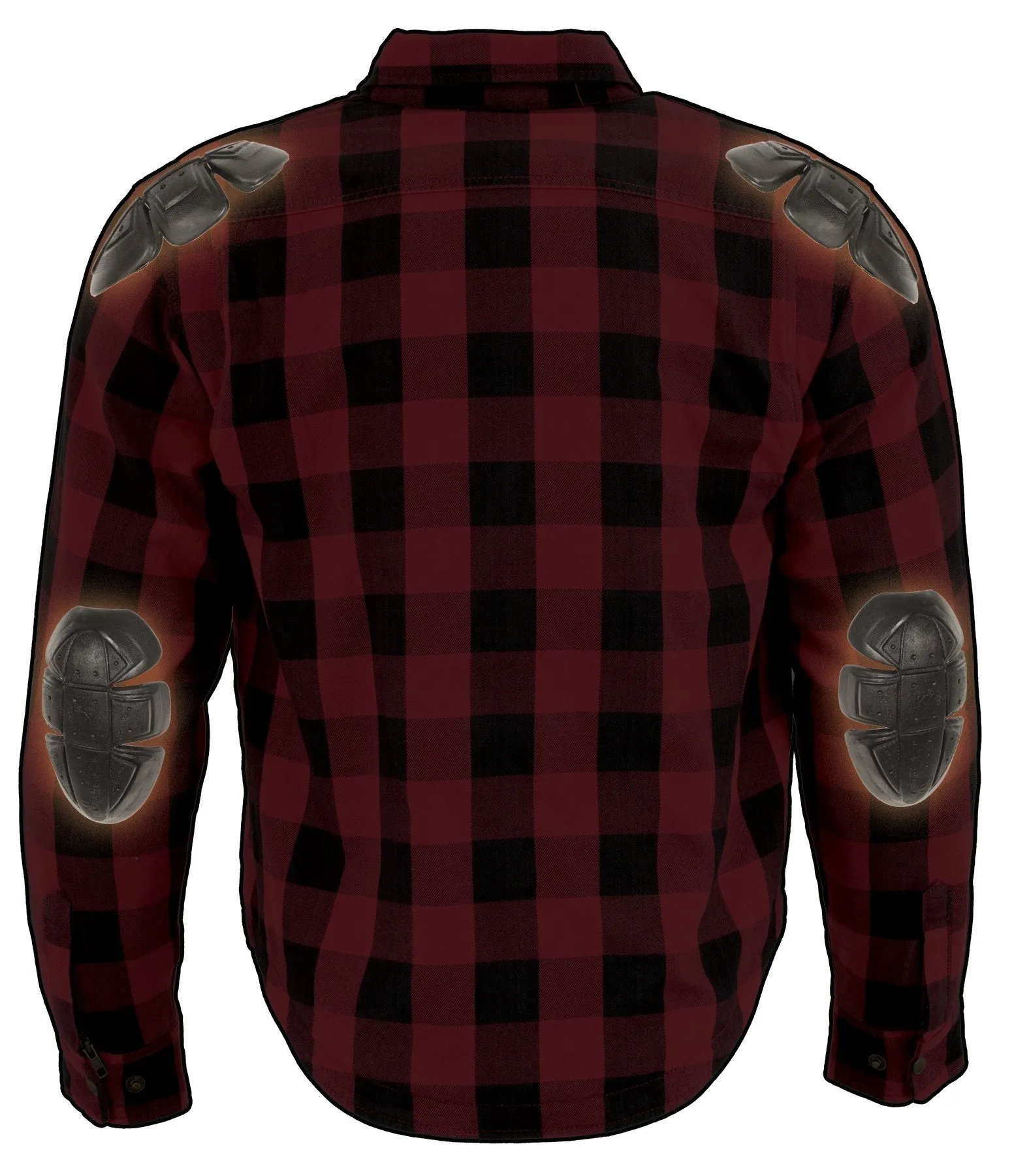 Milwaukee Performance-MPM1631-Men's Black and Red Armored Checkered Flannel Biker Shirt w/ Aramid® by DuPont™ Fibers