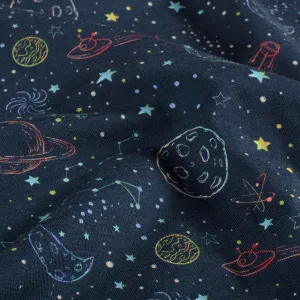 Outer Space Planets & Stars - French Terry Fabric - Navy