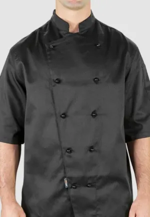 Prochef Chef Jacket Short Sleeve, Black, Small