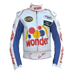 Ricky Bobby Racing Biker Jacket, White Leather Jacket | Men Leather Jacket by The Jacket Seller