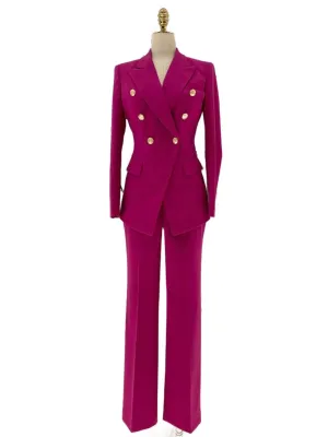 Rose Red Formal Pant Suit - Two-Piece Women Pantsuit