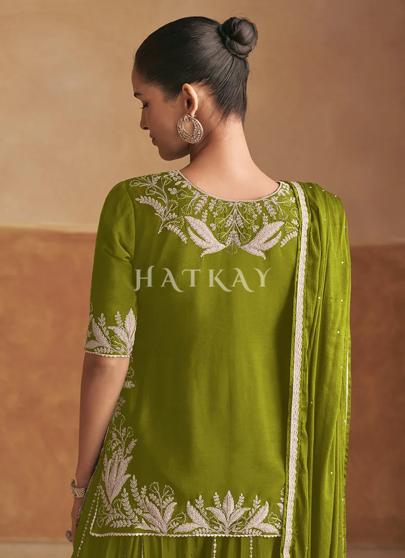 Sage Green Short Kurti And Sharara