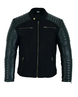 Signature City Casual Black Leather Textile Jacket