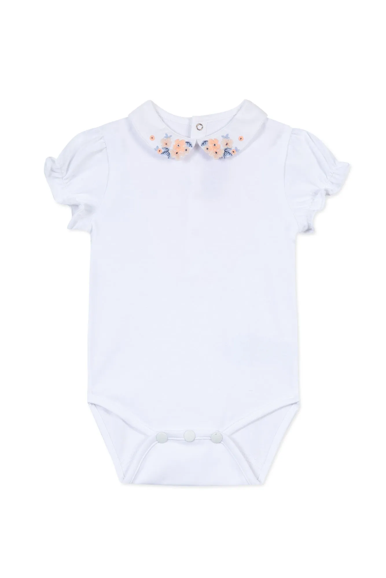 TAR White Bodysuit with Pink Flower Detail