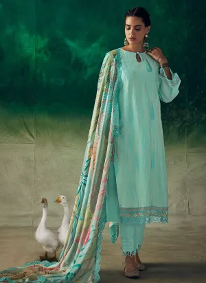 Teal Blue Pakistani Style Salwar Kameez Suit