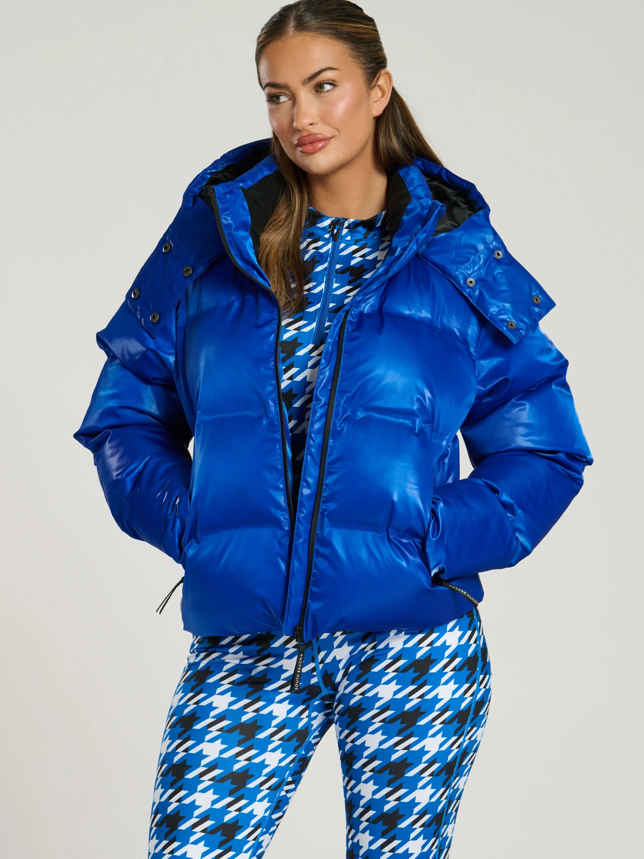 The 'Chalet' Padded Hooded Jacket in Cobalt