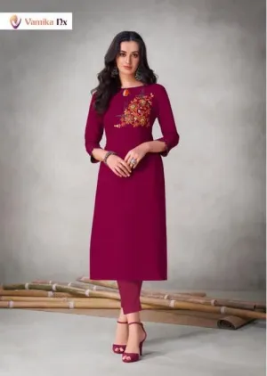 Vamika Presents Colours Viscose Slub Stylish Designer Kurtis Collection