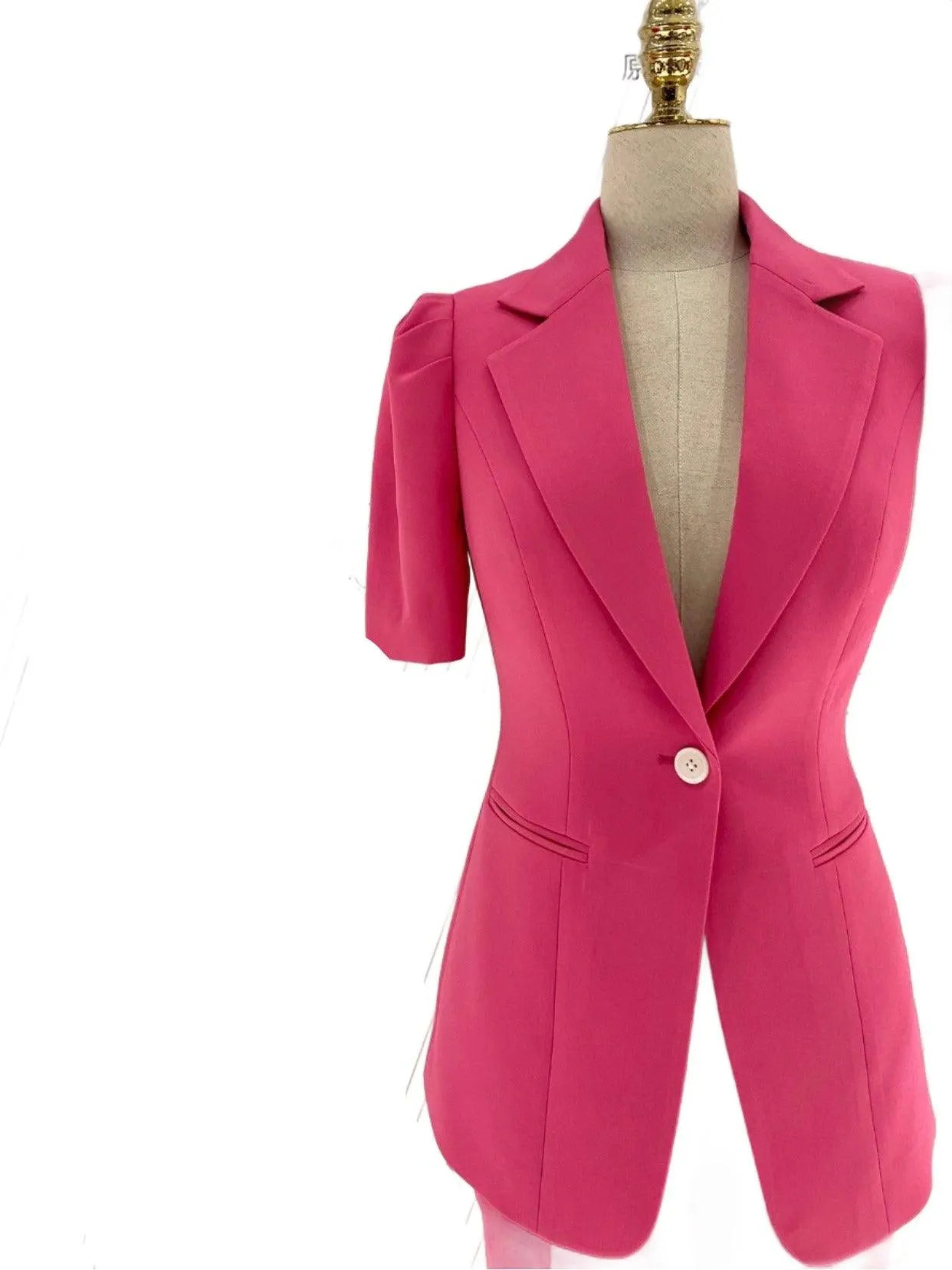 Women Pant Suit - Rose Red One-button Trouser Suit